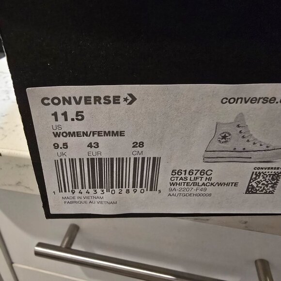 Converse Chuck Taylor All Star Platform WHITE Leather High Top MENS SIZE 10 NEW - Picture 9 of 13